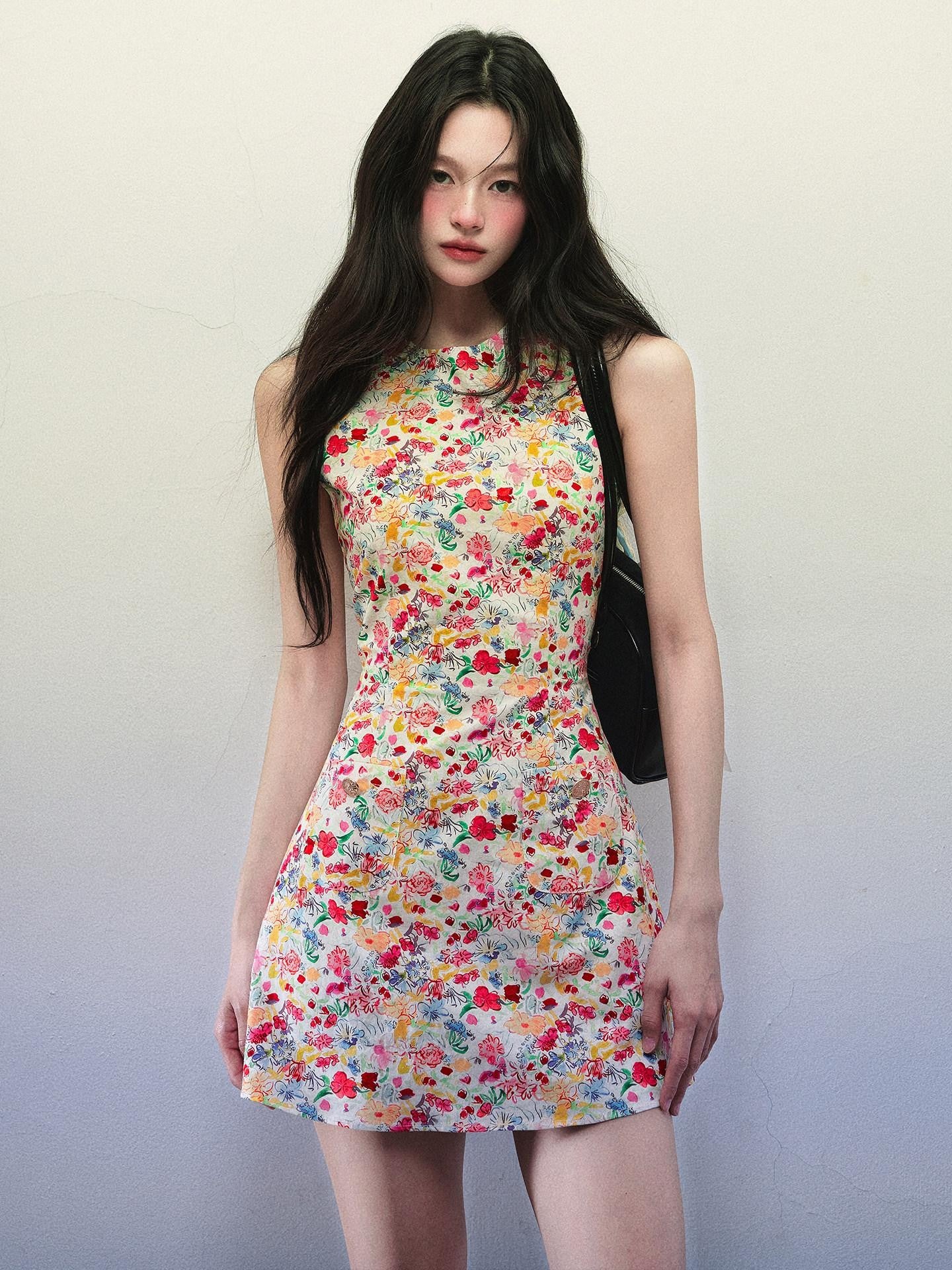1P STUDIO Small Floral Colorblock Slim Fit Women&