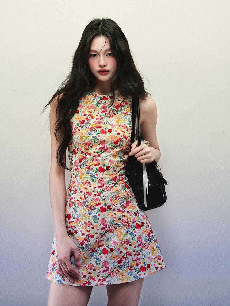 1P STUDIO Small Floral Colorblock Slim Fit Women&