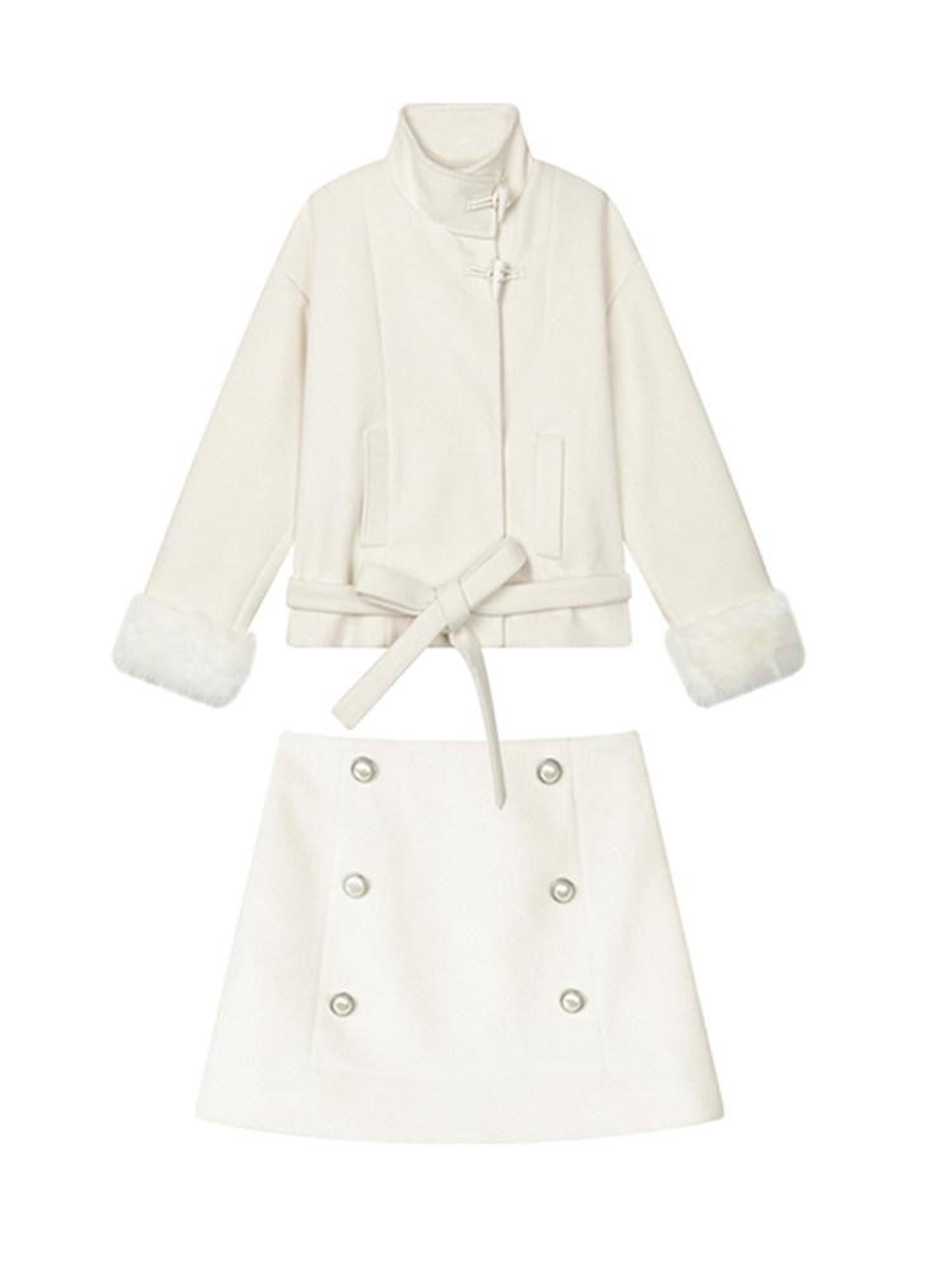 Stand Collar Fuzzy Sleeve Women&
