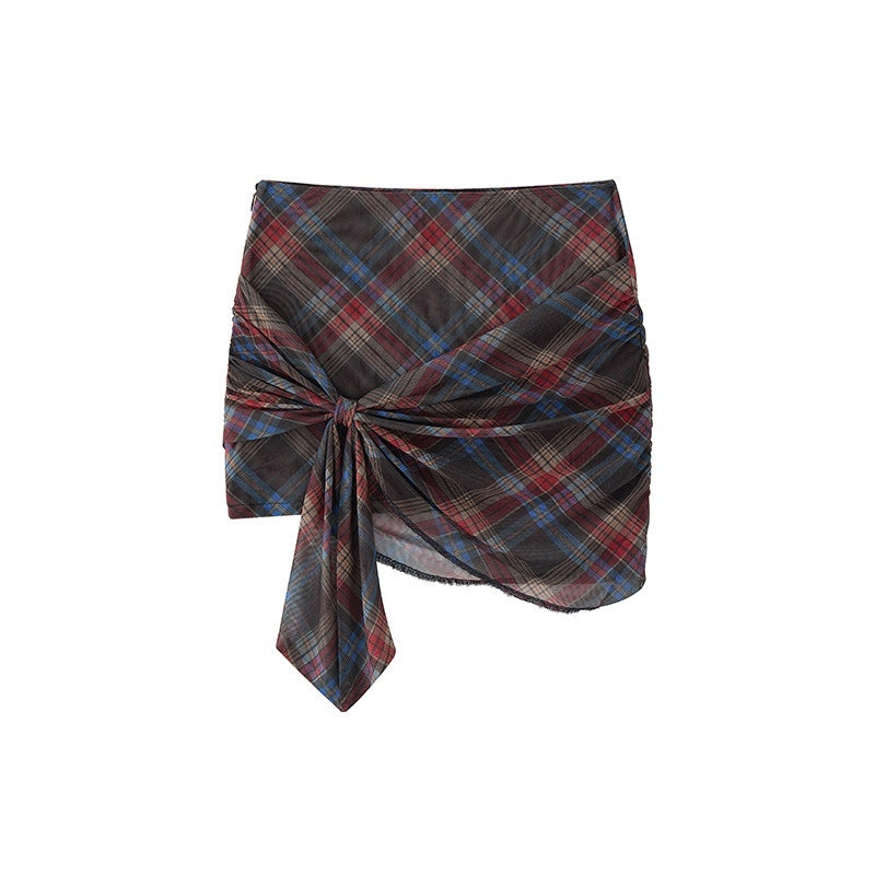 1P_STUDIO_Vintage_Red_Blue_Plaid_One_Shoulder_Bodycon_Mini_Women&