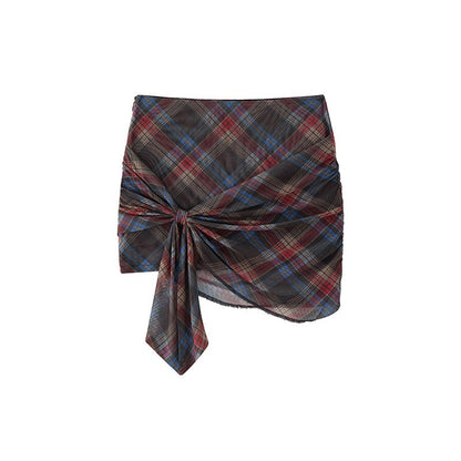 1P_STUDIO_Vintage_Red_Blue_Plaid_One_Shoulder_Bodycon_Mini_Women&