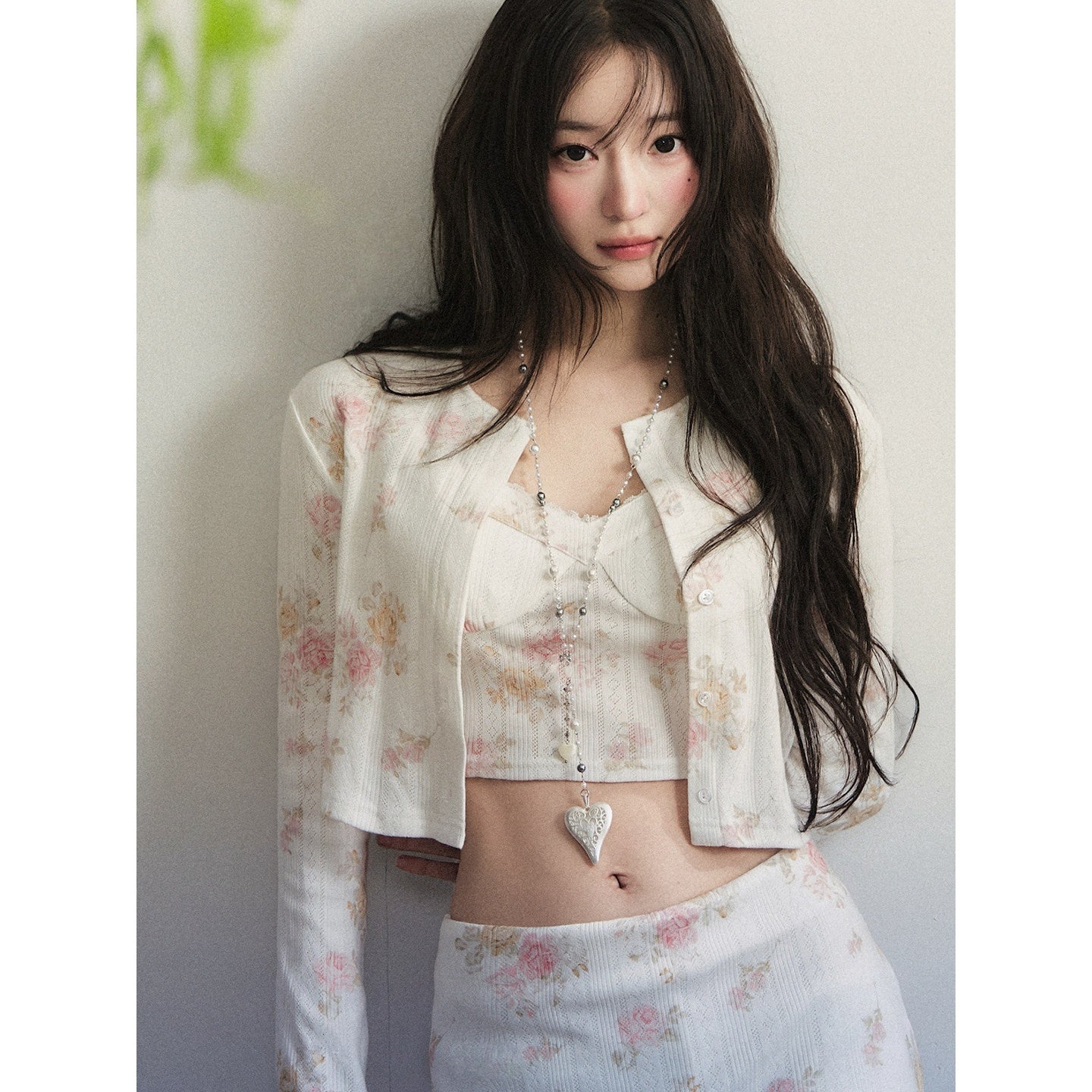 1P_STUDIO_Vintage_Rose_Floral_Knit_Cardigan_Low_Waist_Bodycon_Women&