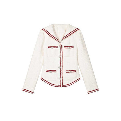 1P_STUDIO_White_Colorblock_Boucle_Fitted_Waist_Women&