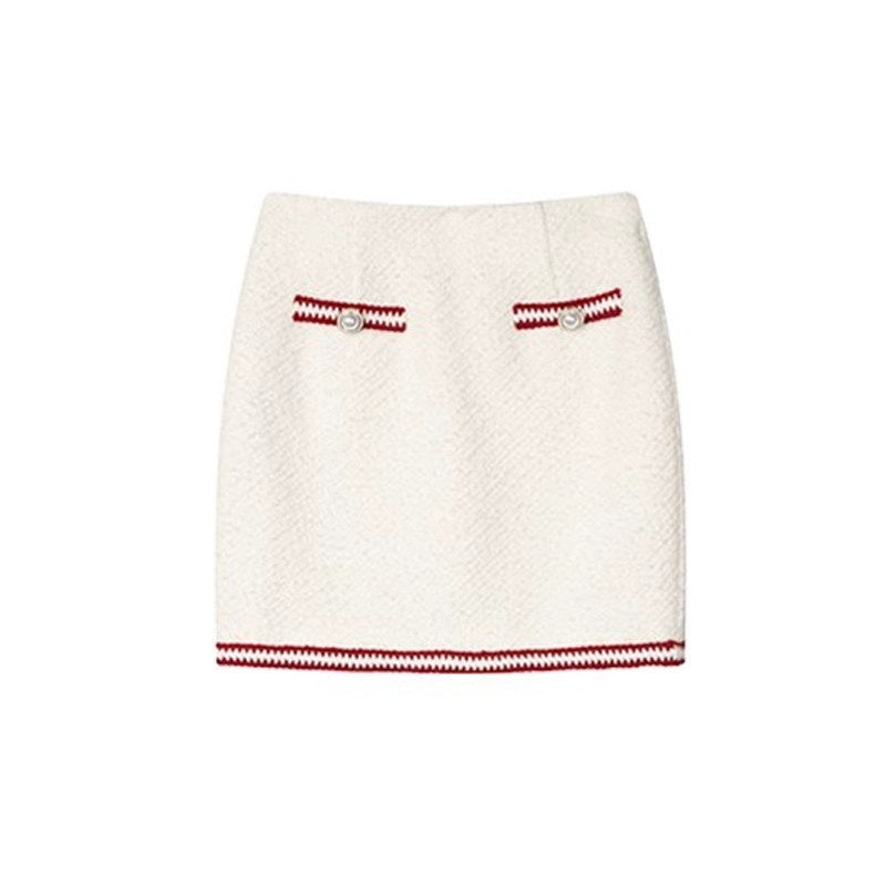 1P_STUDIO_White_Colorblock_Boucle_Fitted_Waist_Women&