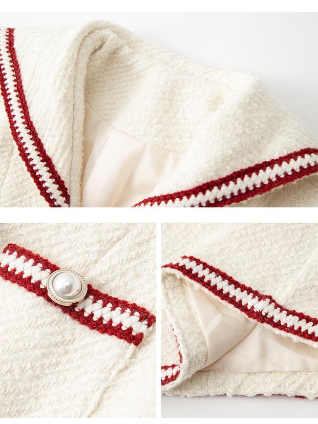 1P STUDIO White Colorblock Boucle Fitted Waist Women&