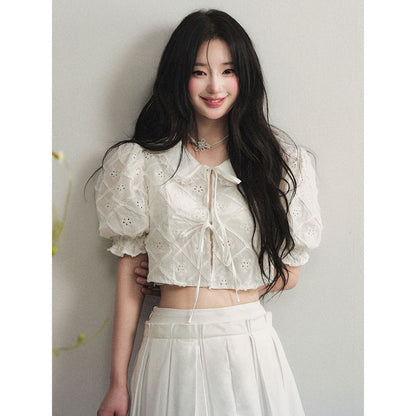 1P_STUDIO_White_Eyelet_Embroidered_Floral_Doll_Collar_Tie_Short_Women&