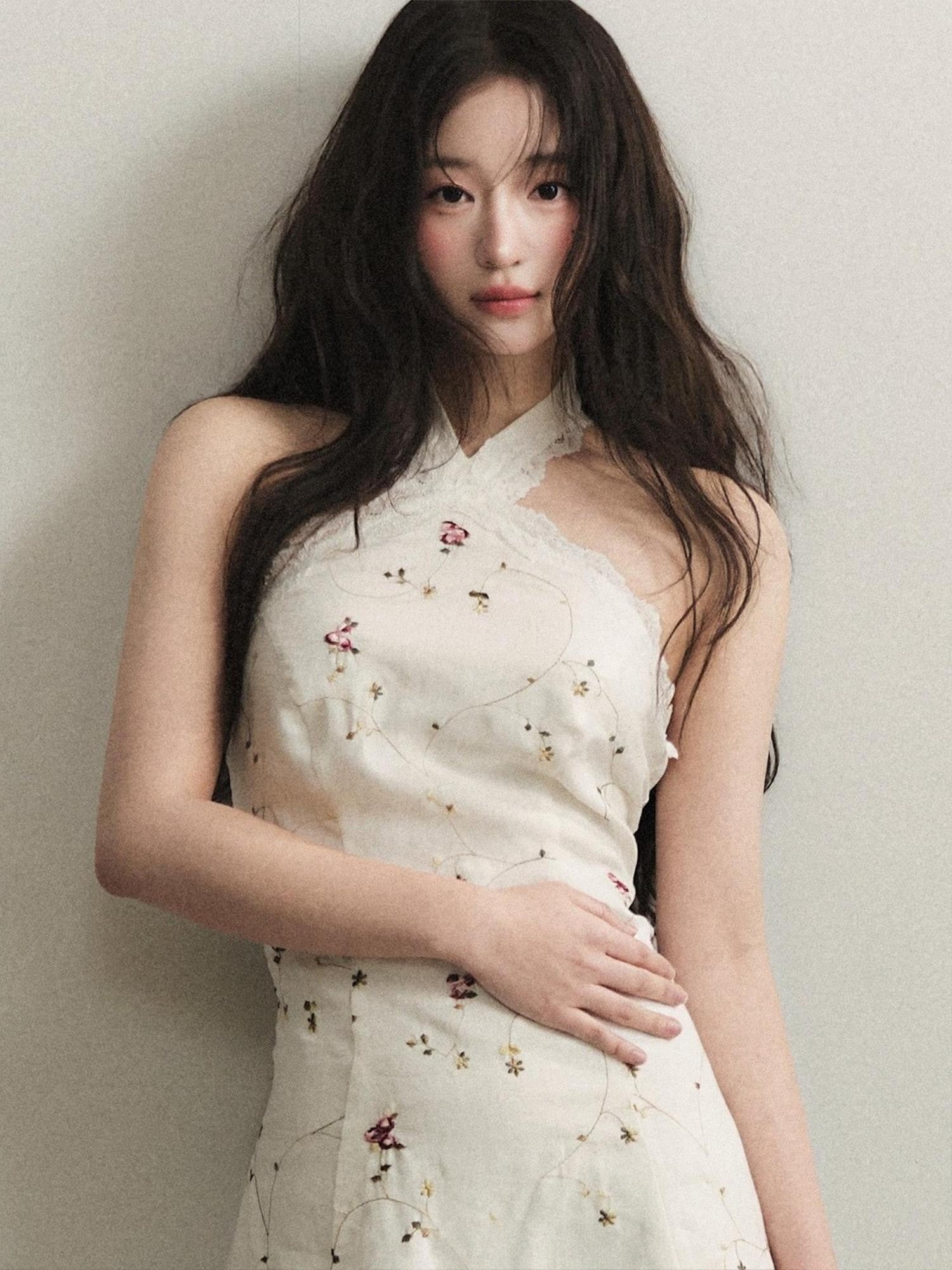 1P STUDIO White Lace Cross Neck Cutout Waist Women&