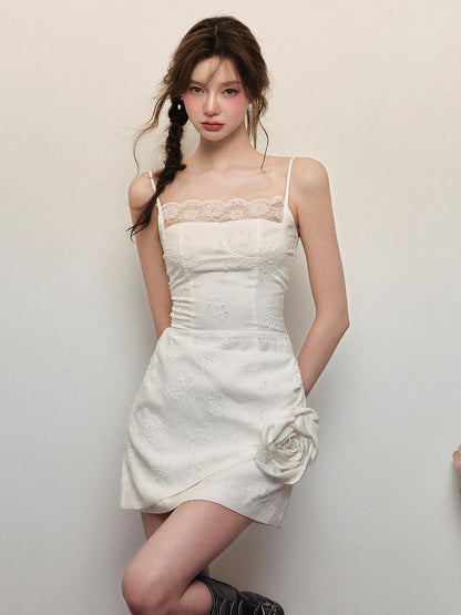 1P STUDIO White Rose Jacquard Chinese Stand Collar Long Sleeve Women&