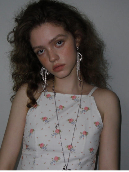 1P STUDIO Zircon Pearl Beaded Bow Chain Women&