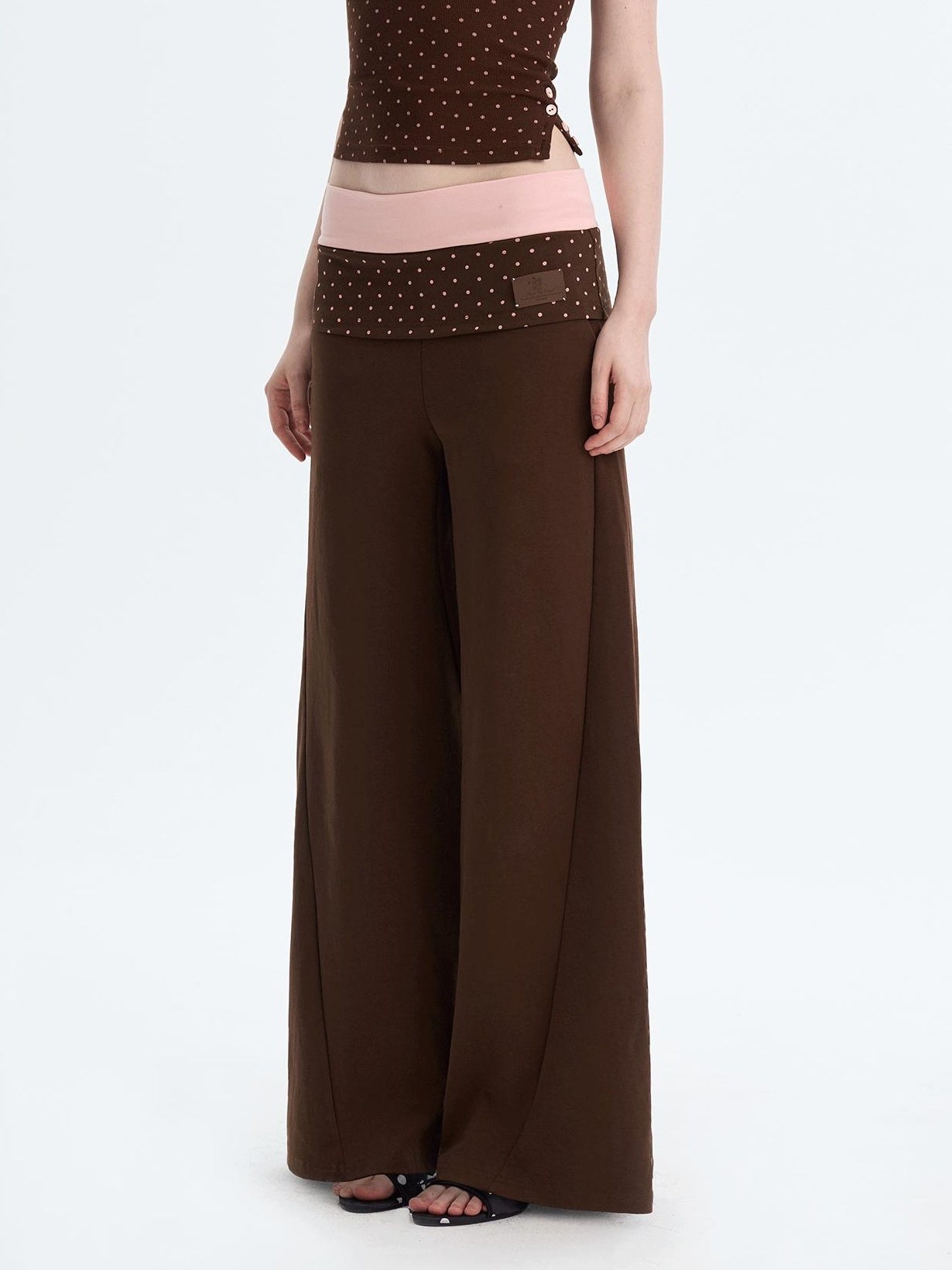 The NeverMore Polka Dot Patchwork Three Piece Long Sleeve Women Long Pants Top &amp; Pants Sets