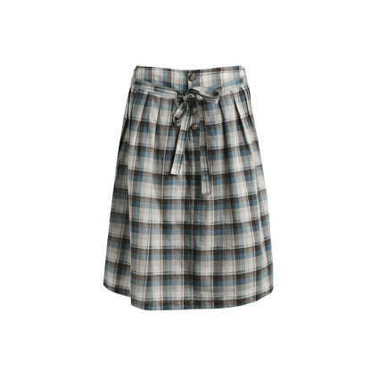 NAPSNAPS_Blue_Plaid_Ruffle_Puff_Sleeve_Button_Tie_Women&