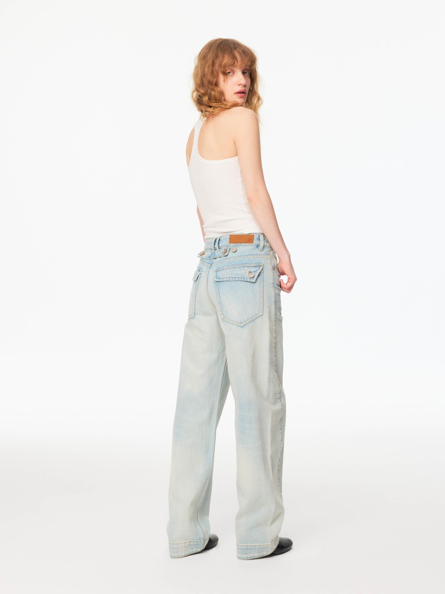 Northbutsouth Light Wash Whisker Cocoon Mid Low Rise Women&