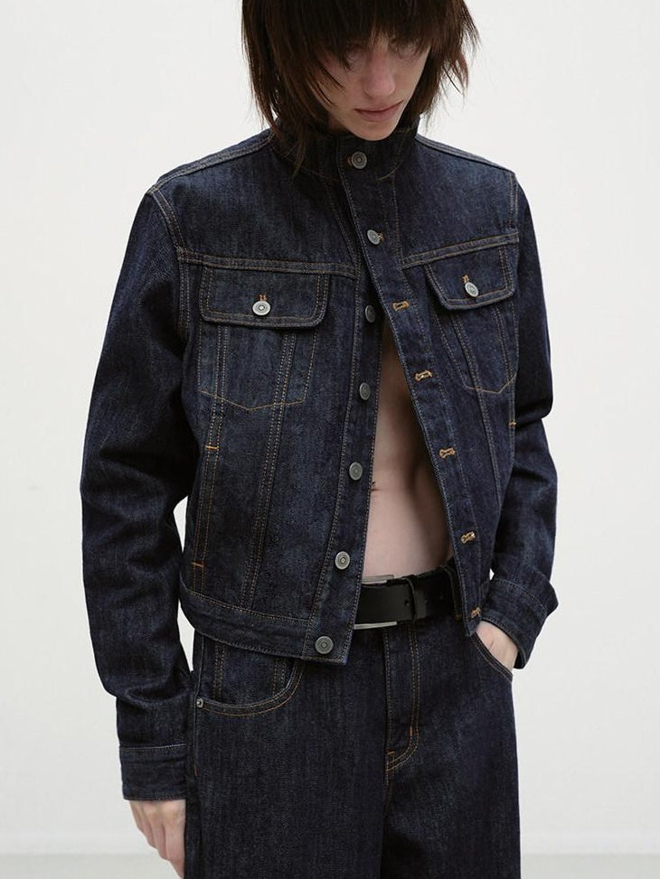 RUN TO THE FUTURE Warm Cotton Casual Straight Multi Pocket Short Stand Collar Women Denim Jackets
