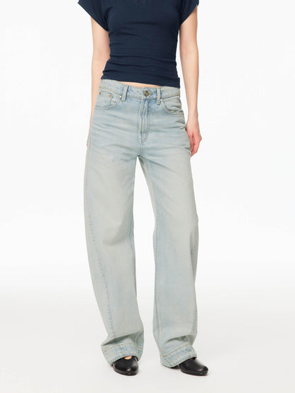 Northbutsouth Light Wash Whisker Cocoon Mid Low Rise Women&