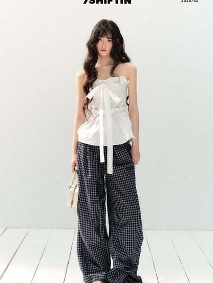 7Shiftin Original Design Tie Detail Slim Fit 100% Cotton Female Pullover Tube Tops