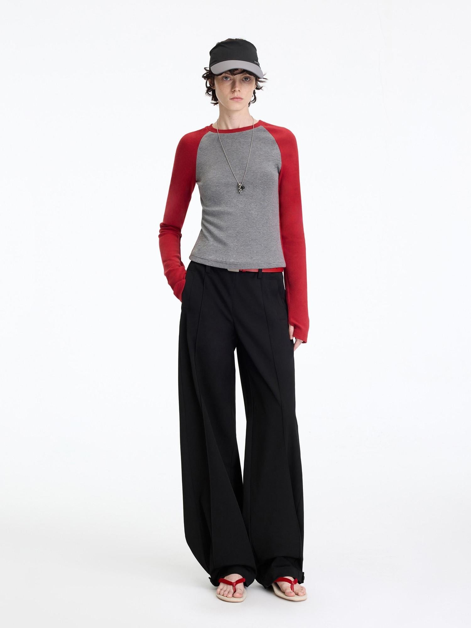 RUN TO THE FUTURE Minimalist Low Rise Wide Leg Long Vintage Black Straight Fit Straight Pants