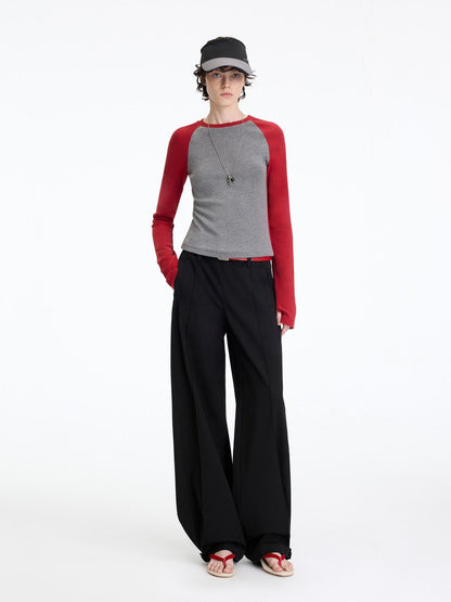 RUN TO THE FUTURE Minimalist Low Rise Wide Leg Long Vintage Black Straight Fit Straight Pants