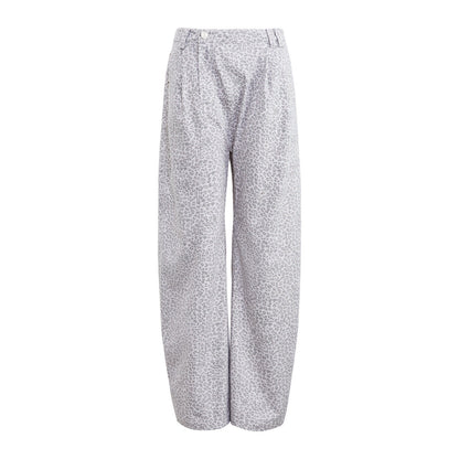 RUN TO THE FUTURE Leopard Print Asymmetric Zip Low Waist Blade Cut Women Wide-Leg Pants