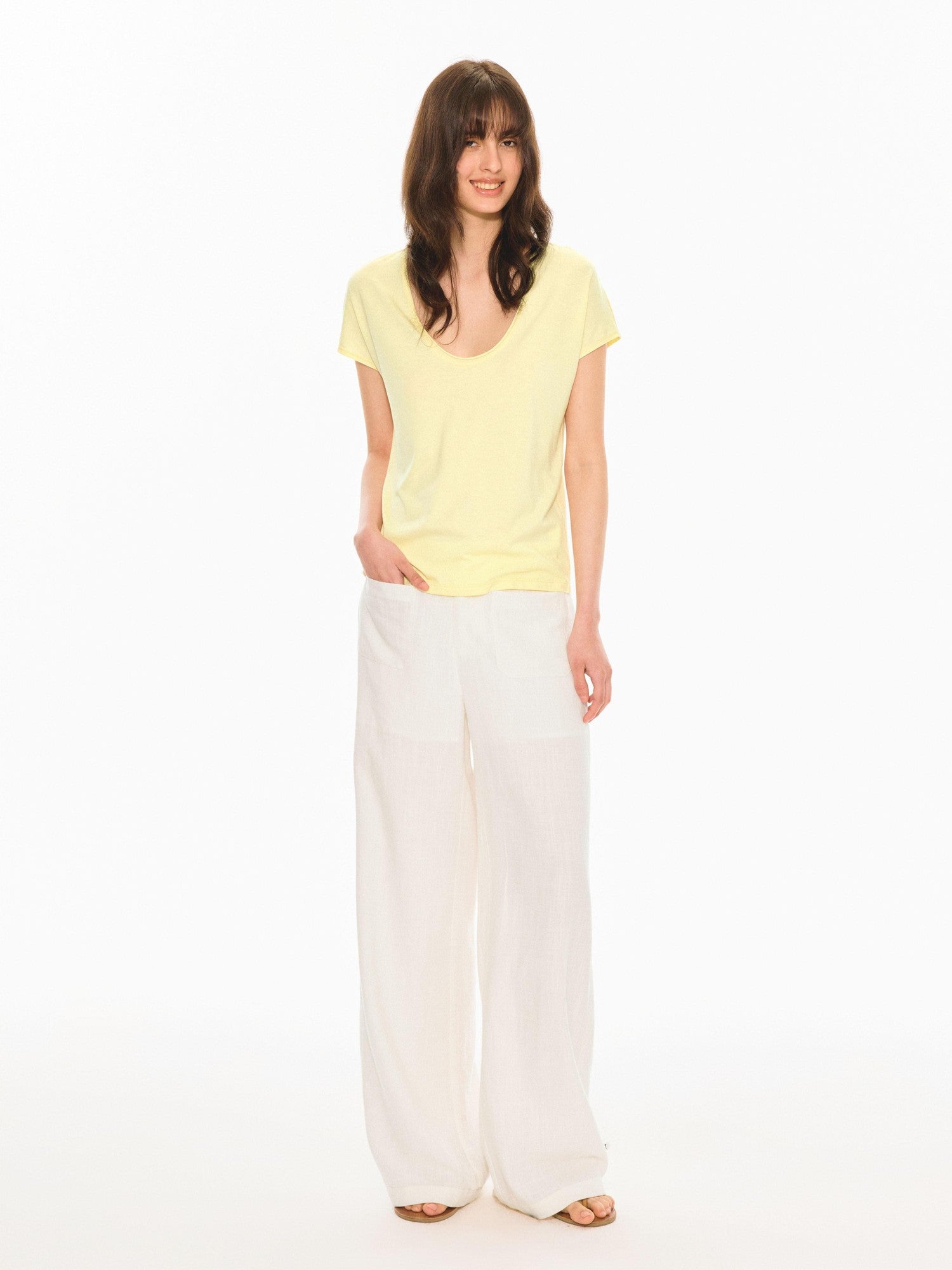 Northbutsouth Multicolor Rolled Hem U Neck Loose Women&
