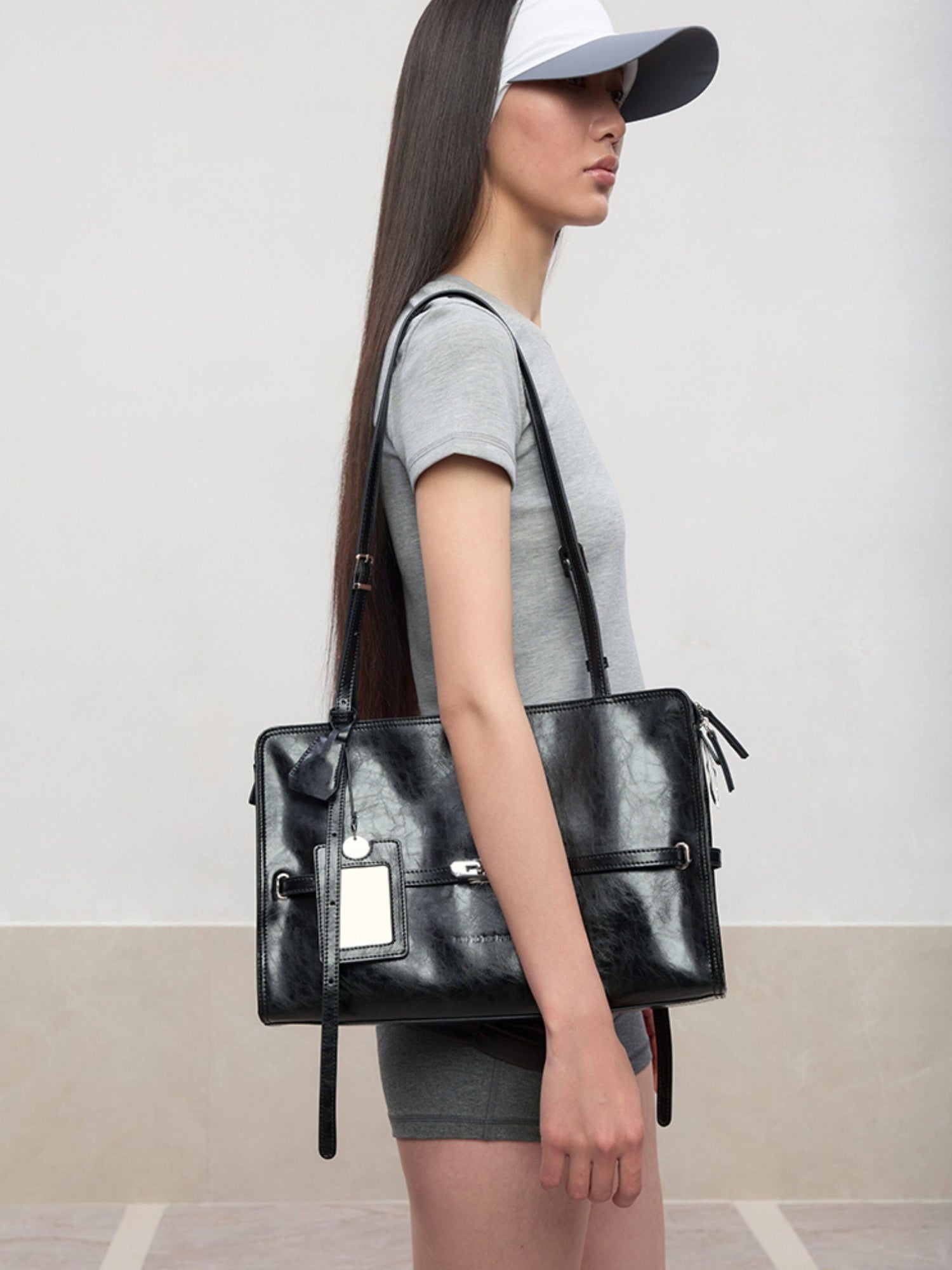 RUN TO THE FUTURE Elegant Light Luxury Black Briefcase Style Women Casual Zipper Shoulder Bags