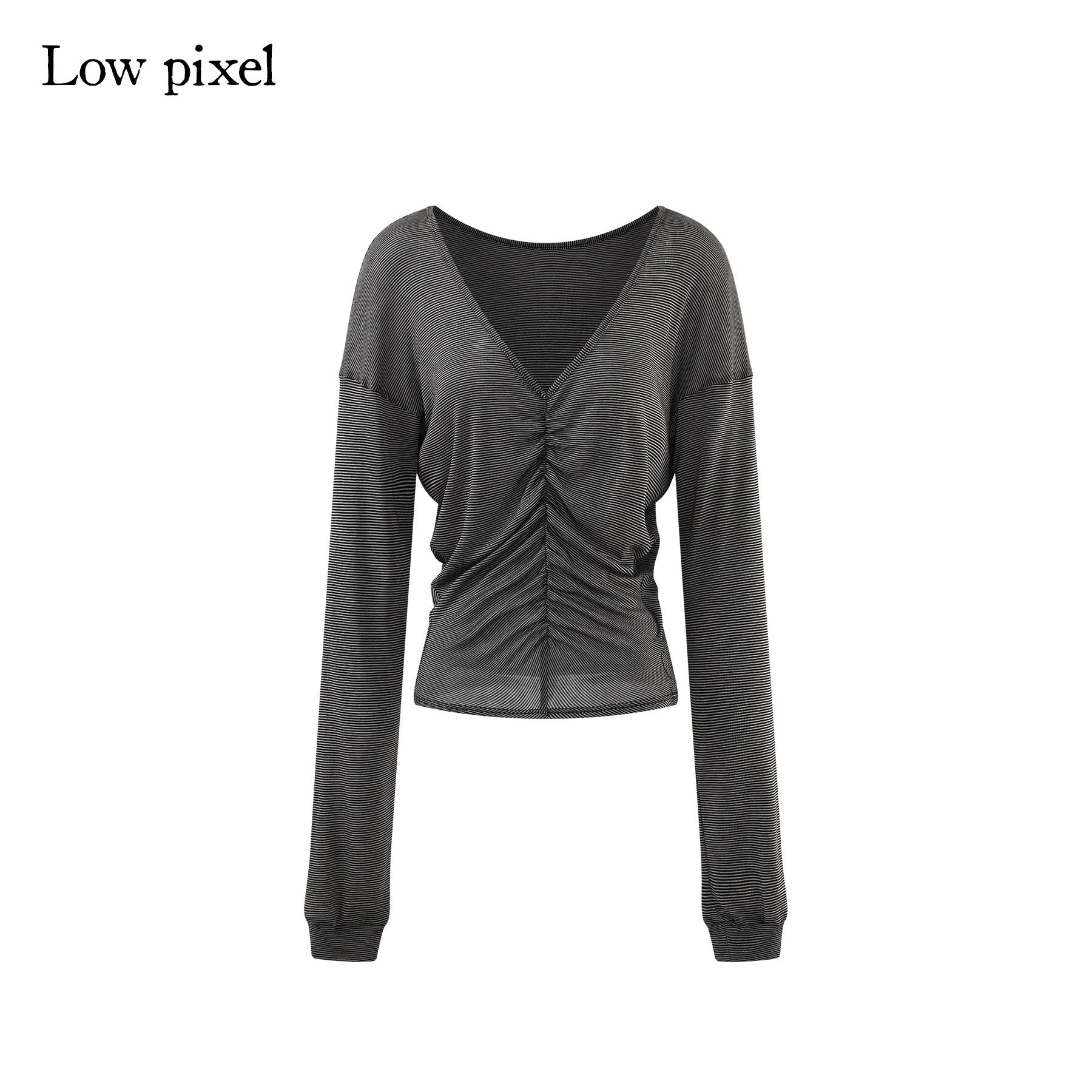 Low_pixel_Lyocell_Blend_Goth_Fitted_V-neck_Striped_Women_Long_Sleeve_Crop_Tops_MISSTT