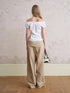 DIDDI MODA White Lace Top Petal Hem Skirt Women&