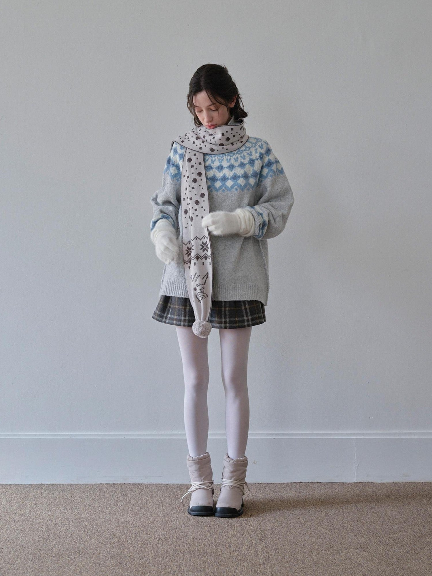 DKZ OFFICIAL Nordic Fair Isle Jacquard Oversized Women&