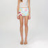 The NeverMore Low Waist Floral Print Straight Bodycon Women Purple White Polyester Mini Skirts