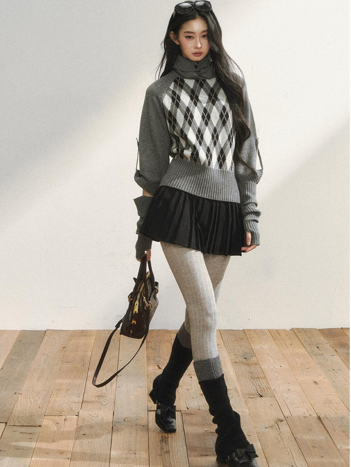 7Shiftin Cozy Vintage Slim Fit Turtleneck Pullover Women Plaid Knitwear Tops Sweaters
