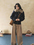 7Shiftin Slimming Casual Cinched Waist Button Long Sleeve Navy Cropped Jackets