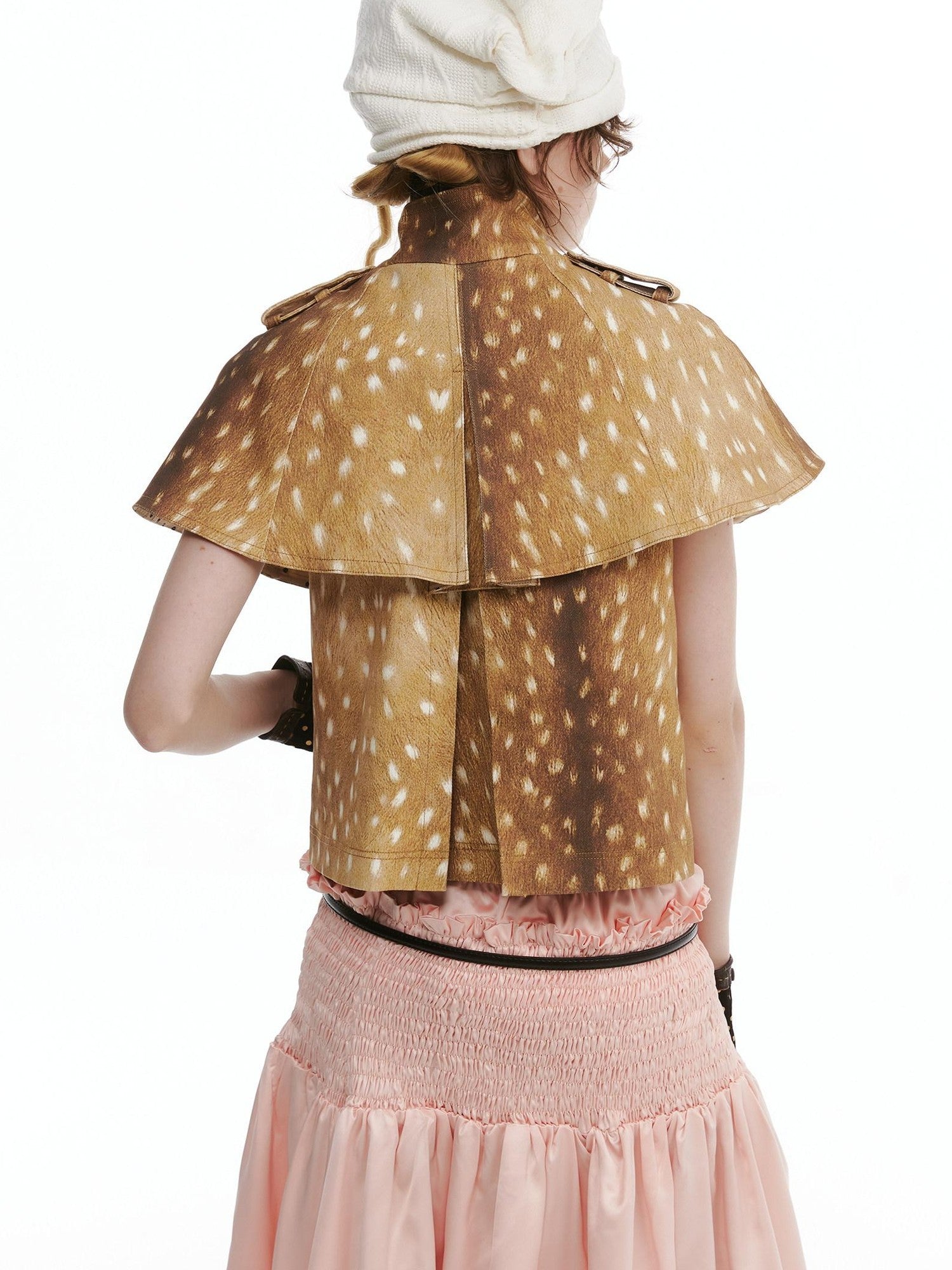 nit alcove Windproof Cotton Stretch Cute Cropped Doublebreasted Unisex Polka Dot Blouses