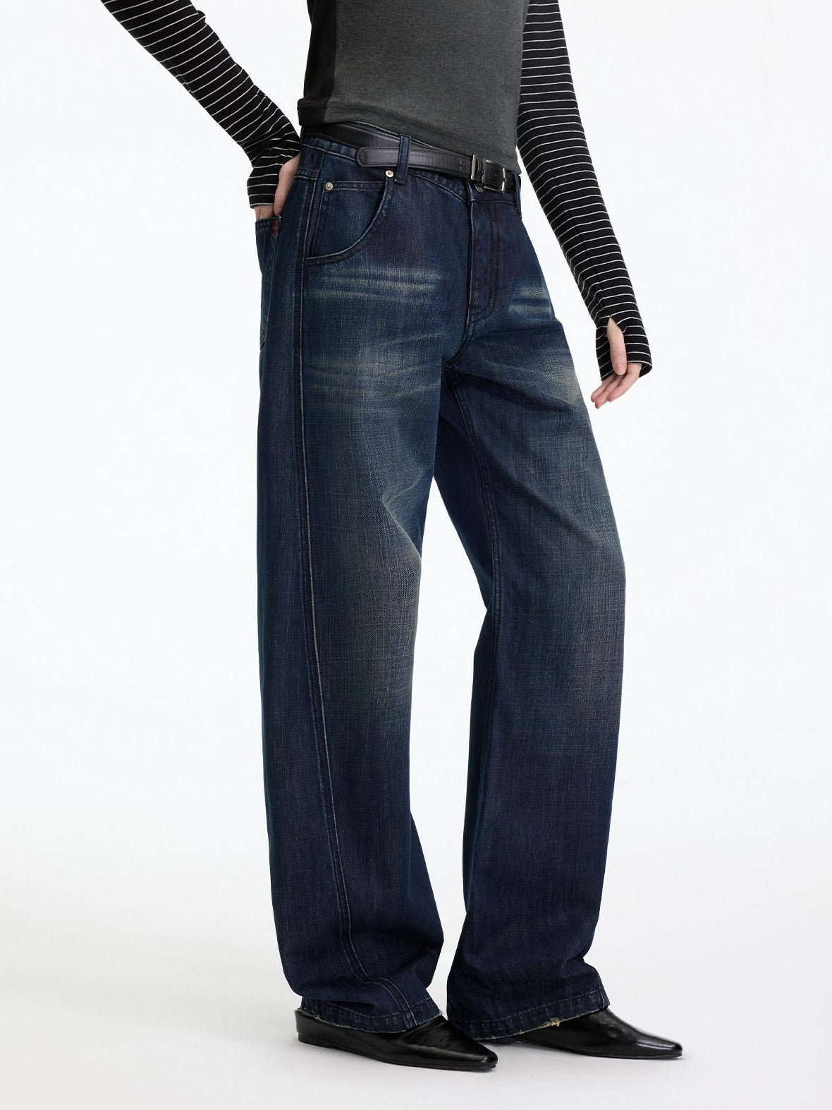 RUN TO THE FUTURE Vintage Washed High Cotton Relaxed Mid Low Waist Women Zip Fly Straight Jeans
