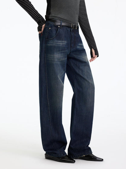 RUN TO THE FUTURE Vintage Washed High Cotton Relaxed Mid Low Waist Women Zip Fly Straight Jeans