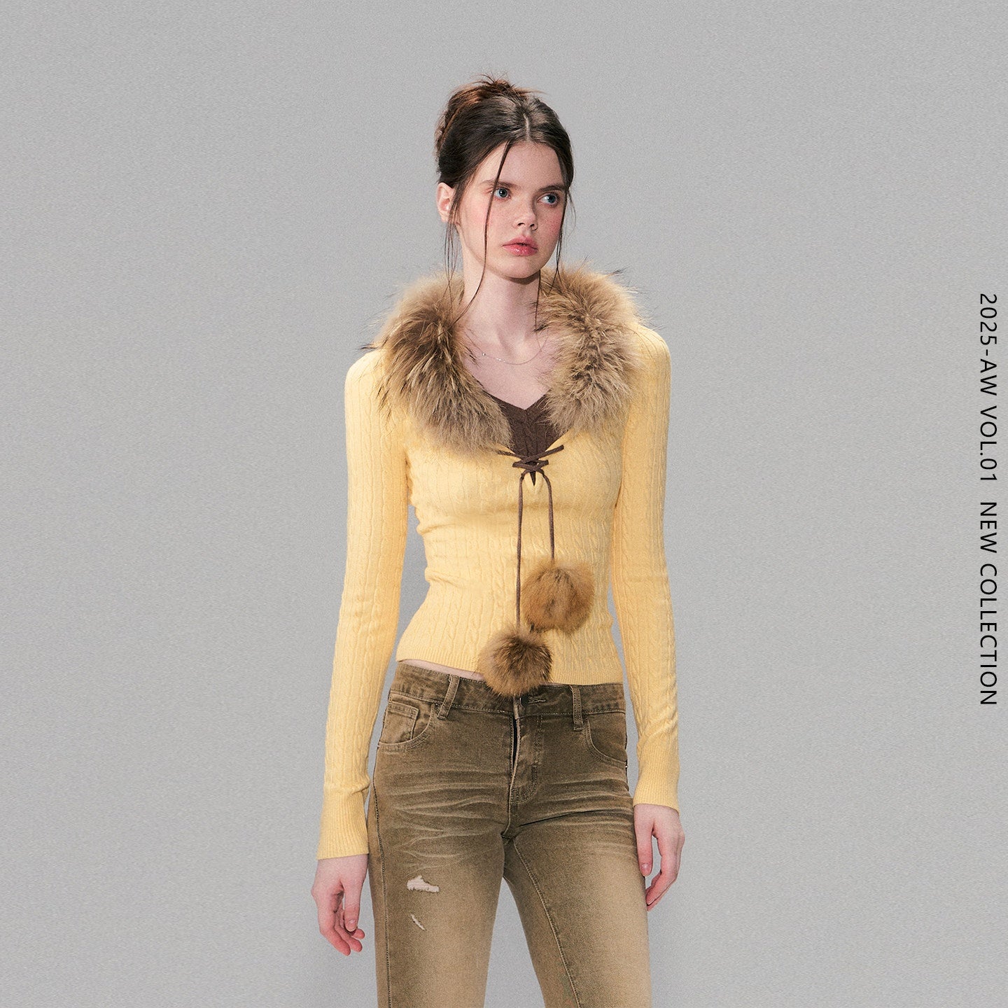The_NeverMore_Viscose_Blend_Slim_Fit_Faux_Layered_Cropped_Knit_Pullover_Girls_Yellow_Sweaters_MISSTT