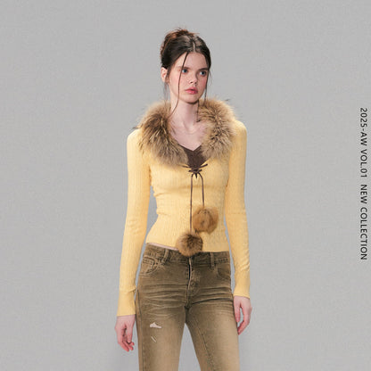 The_NeverMore_Viscose_Blend_Slim_Fit_Faux_Layered_Cropped_Knit_Pullover_Girls_Yellow_Sweaters_MISSTT