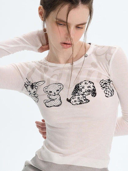The NeverMore Sexy Slim Fit Drop Shoulder Crew Neck Knit White Grey Long Sleeve T-Shirts