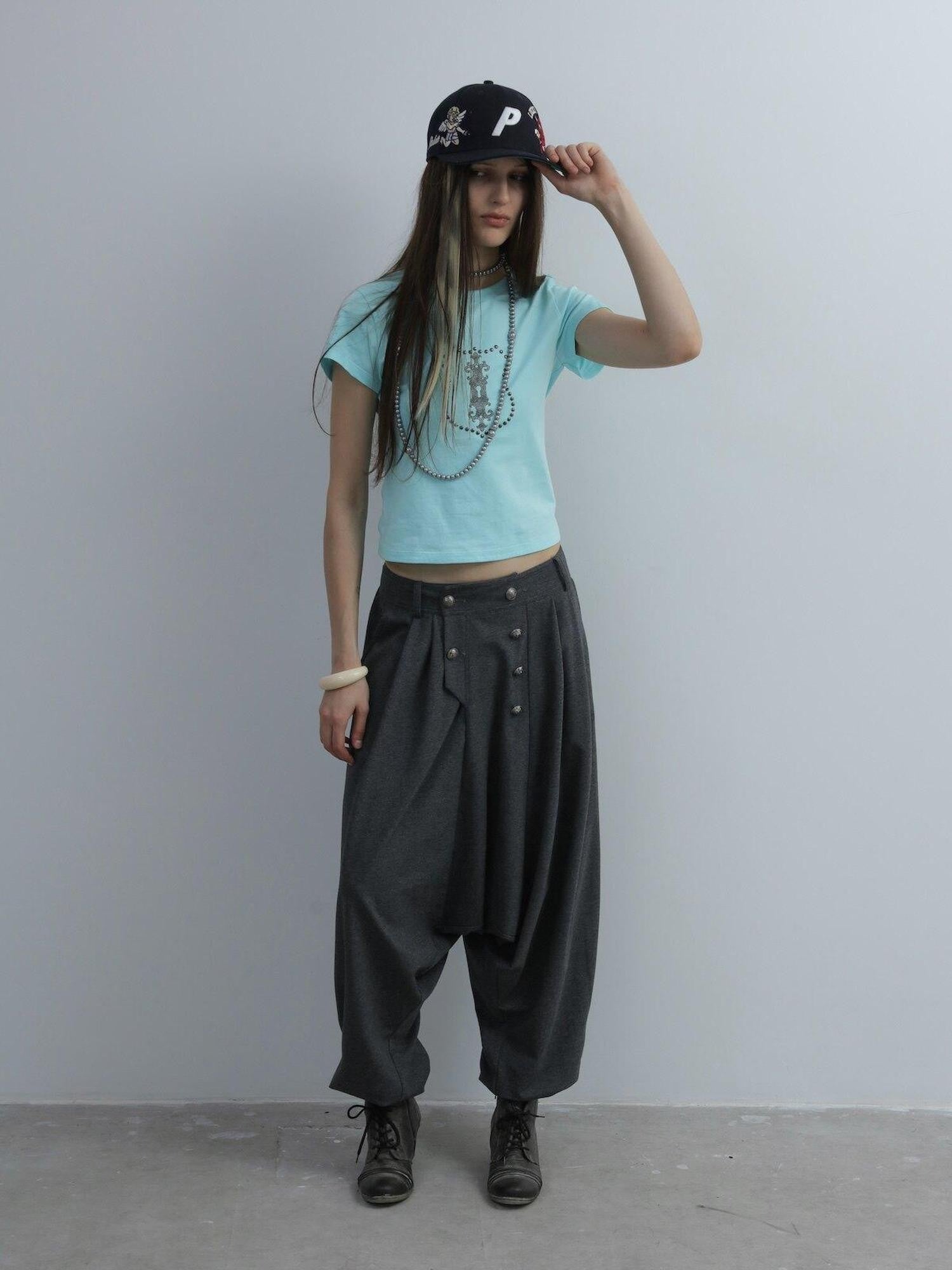 DoublePunch Cropped Hotfix Rhinestone Slim Fit Vintage Women&