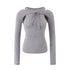 RUN TO THE FUTURE Lyocell Wool Slim Fit Cutout Vintage Commuter Ladies Black Long Sleeve T-Shirts