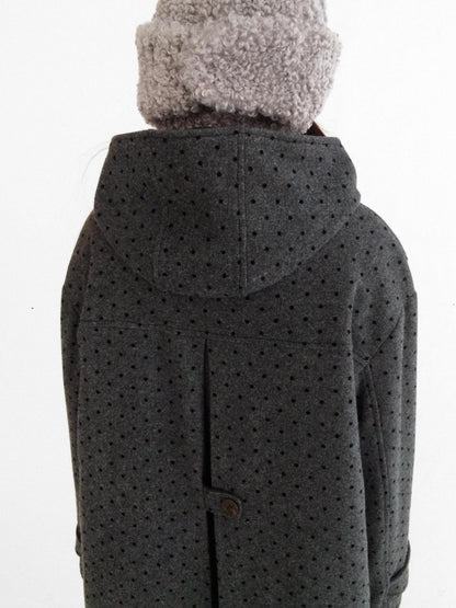 innomoood Brown Sugar Flocked Polka Dot Toggle Hooded Women&