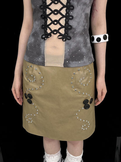 Ttsunami Brown Studded Spiral Metal Buckle Beaded Women&