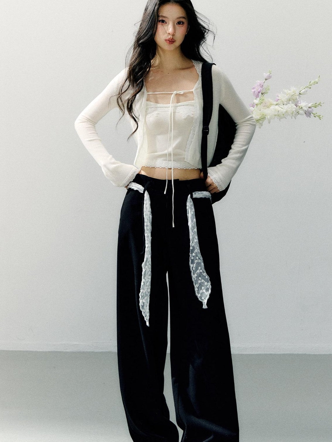 7Shiftin Two Piece High Waist Solid Knit Square Neck Casual Women Long Sleeve Crop Tops