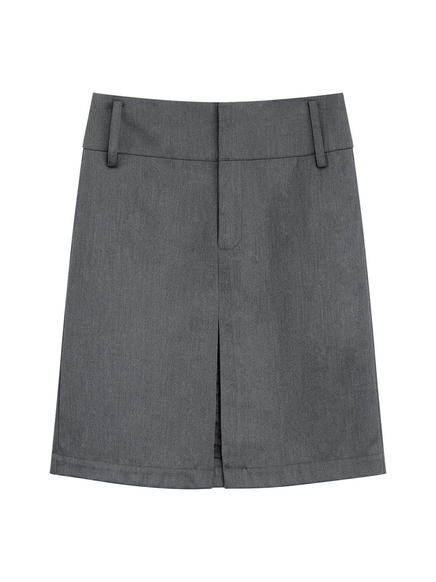 RUN TO THE FUTURE Lined Wool Blend Low Waist Pockets Vintage Office H Silhouette Midi Skirts