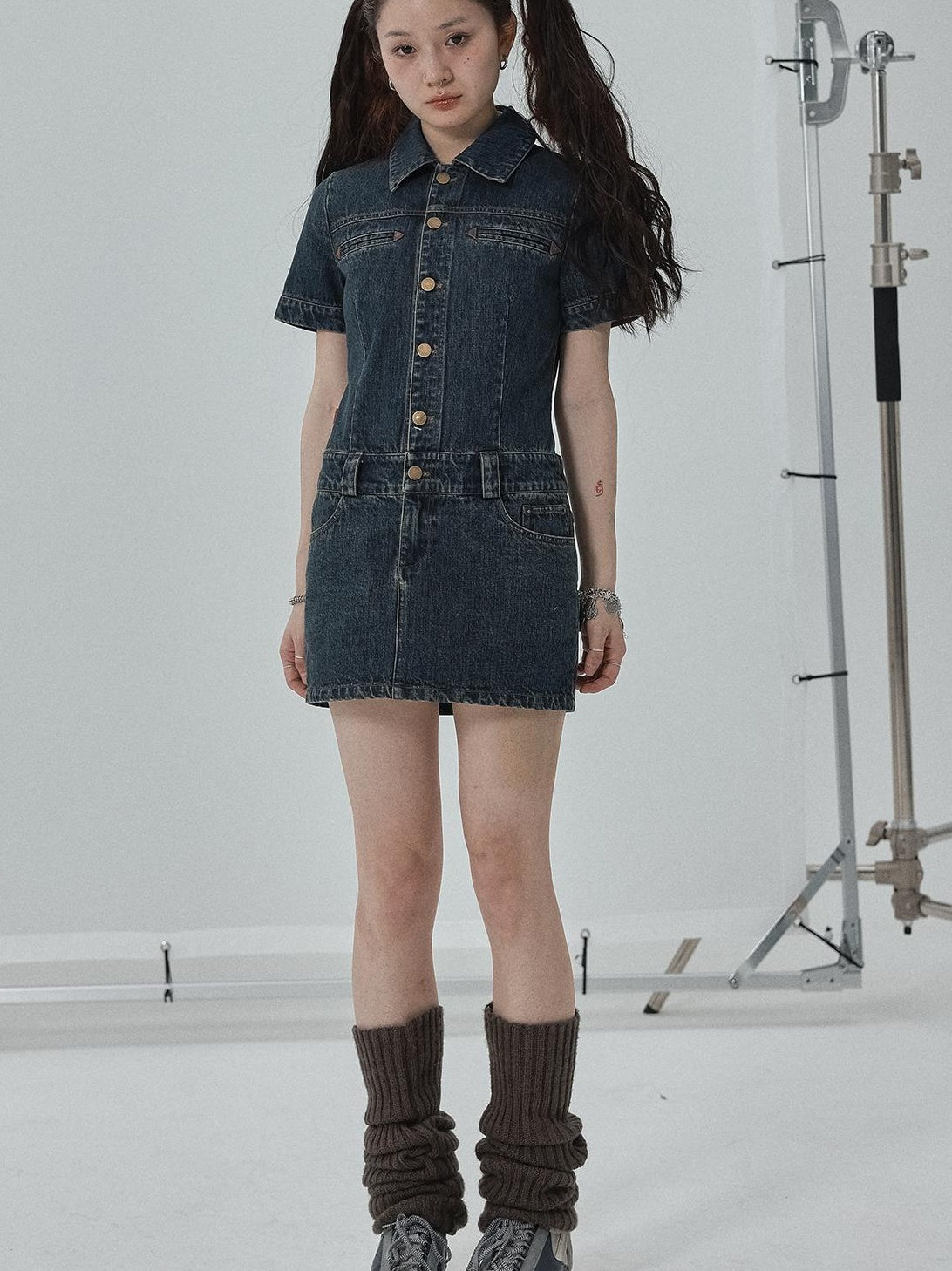 Achihara 2025 French Cowgirl Mini Summer Sleeveless Denim Dresses