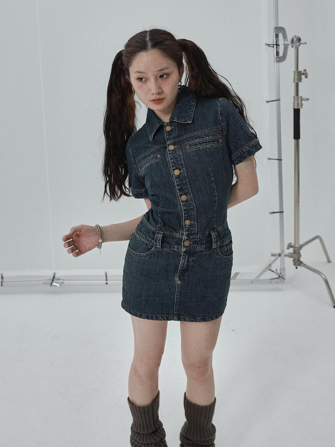 Achihara 2025 French Cowgirl Mini Summer Sleeveless Denim Dresses