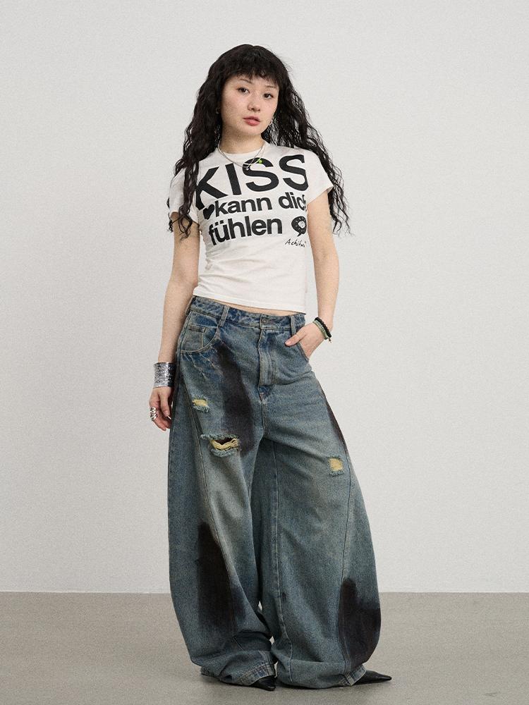 Achihara 2025 New Sleeveless Crop Top Women T-Shirt