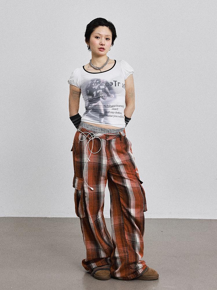 Achihara 2025 Rugby Print Short Sleeve Cropped T-Shirt