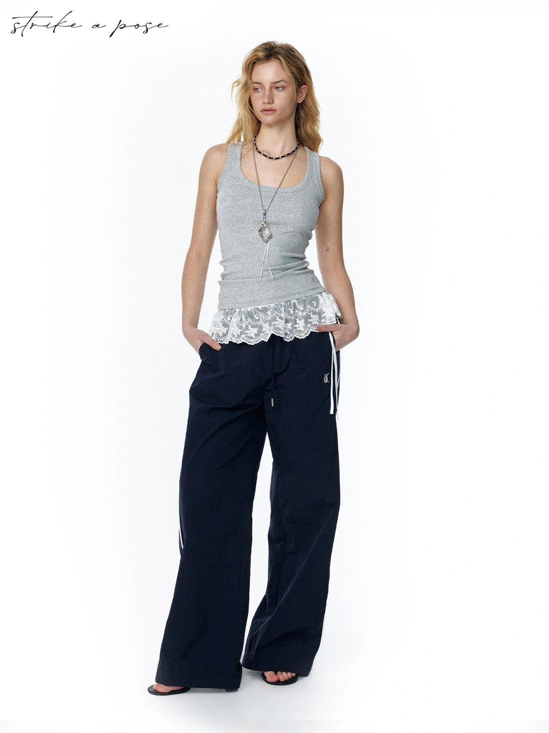2025 Ss Loose Flared Parachute Pants In Contrast Colors Pants