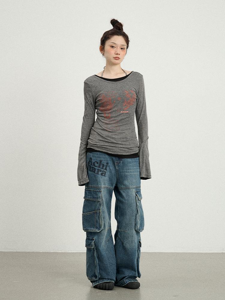 Achihara 2025 Sheer Slim Long Sleeve T-Shirt For Women