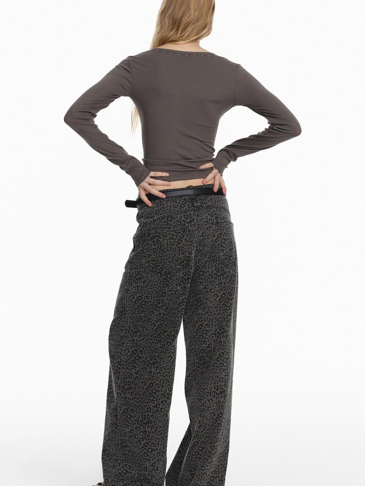 STRIKE A POSE 2025 Spring Summer Flared Jeans Women Casual Leopard Print Pants