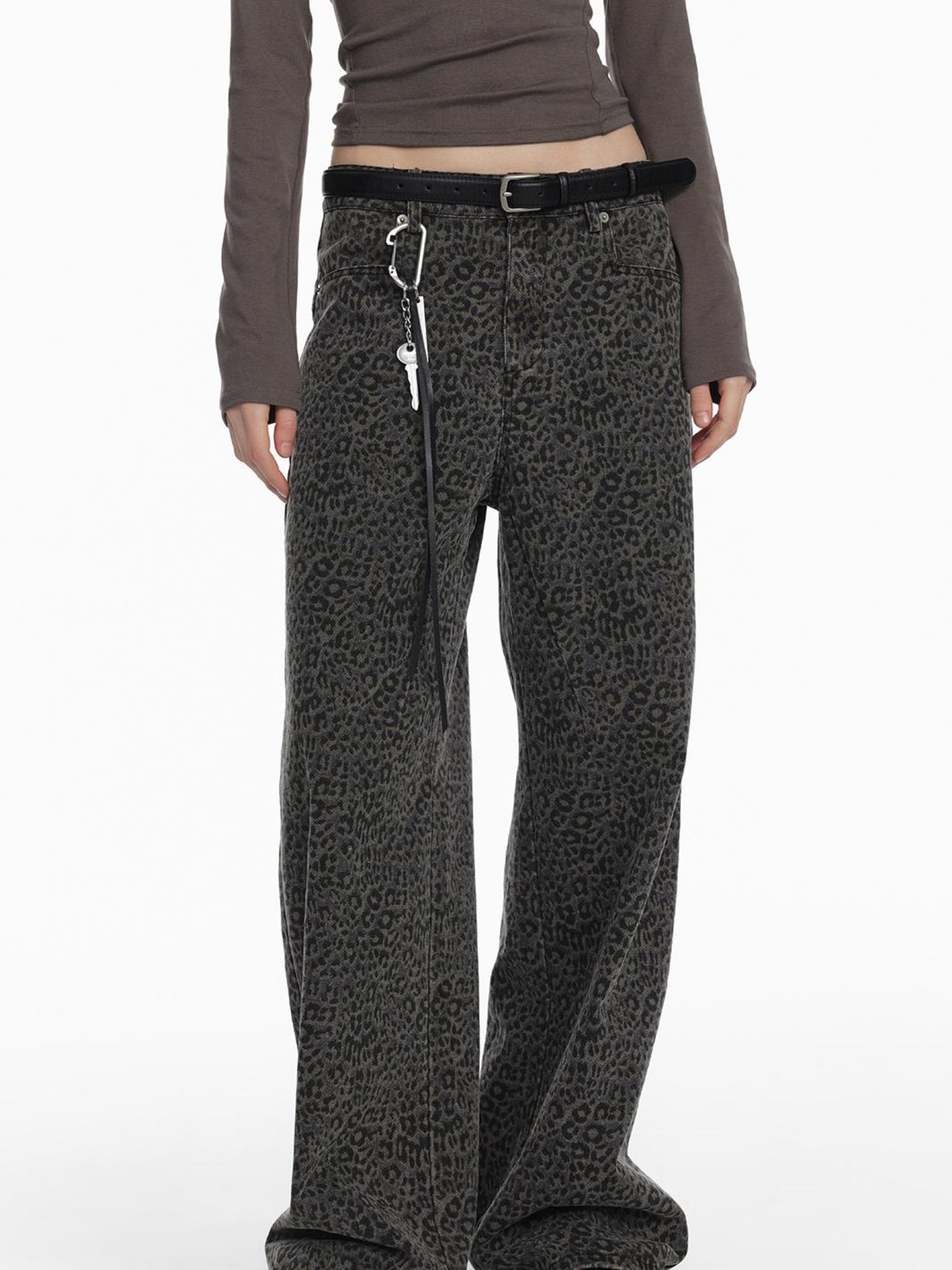 STRIKE A POSE 2025 Spring Summer Flared Jeans Women Casual Leopard Print Pants
